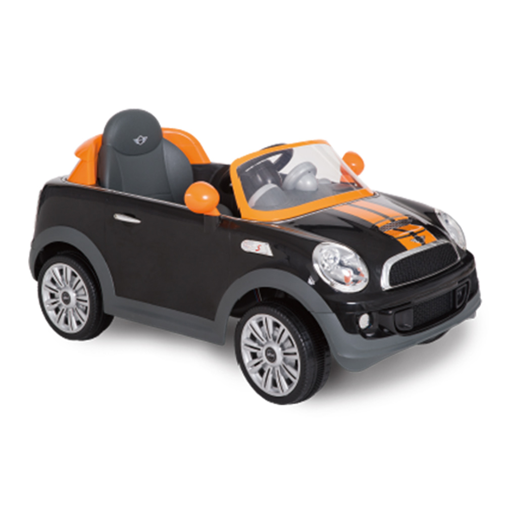 מכונית ממונעת לילדים עם שלט Mini Coper S Coupe 12V שחור כתום